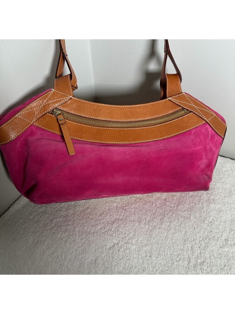 Kate Spade Pink Suede Handbag Vintage - Picture 3 of 10